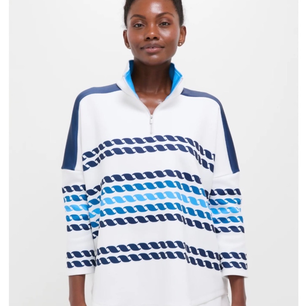 Tuckernuck Blue and White Striped Sweatshirt